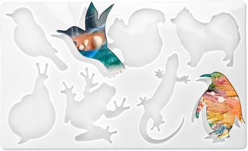 Keychain Resin Molds Cute Animal Silicone Molds Keychain Making Silicone Molds for Resin Casting DIY Keychain Pendant Necklace Jewelry Making Ornaments Art Craft Decor in Saudi Arabia