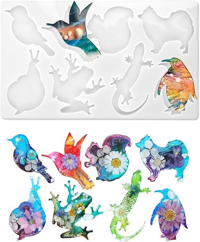 Keychain Resin Molds Cute Animal Silicone Molds Keychain Making Silicone Molds for Resin Casting DIY Keychain Pendant Necklace Jewelry Making Ornaments Art Craft Decor in Saudi Arabia