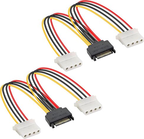 GELRHONR SATA 15pin to Dual 4pin LP4 Power Cable,LP4 Power Supply Splitter for HHD/SSD/DVD RW/Hard drive-2PCS in Saudi Arabia