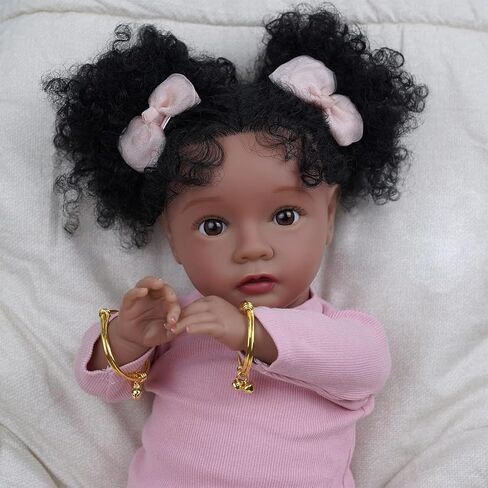 BABESIDE Lifelike Reborn Baby Dolls Daisy Black Girl - 20 بوصة جسم ناعم واقعي - دمى أطفال حديثي الولادة مصنوعة يدويًا من الحياة الحقيقية مع ملابس ولعبة هدية للأطفال في سن الأطفال in Kuwait