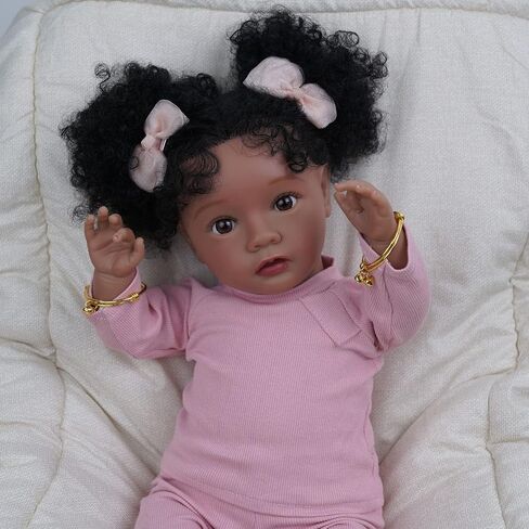 BABESIDE Lifelike Reborn Baby Dolls Daisy Black Girl - 20 بوصة جسم ناعم واقعي - دمى أطفال حديثي الولادة مصنوعة يدويًا من الحياة الحقيقية مع ملابس ولعبة هدية للأطفال في سن الأطفال in Kuwait