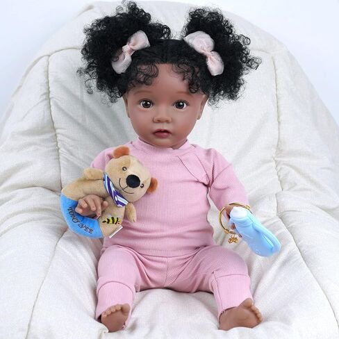 BABESIDE Lifelike Reborn Baby Dolls Daisy Black Girl - 20 بوصة جسم ناعم واقعي - دمى أطفال حديثي الولادة مصنوعة يدويًا من الحياة الحقيقية مع ملابس ولعبة هدية للأطفال في سن الأطفال in Kuwait