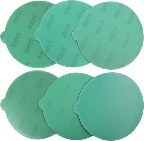 LotFancy 6 Inch PSA Sanding Discs with Tabs, 60PCS 400 600 800 1000 1500 2000 Grit Self Adhesive Wet Dry Green Film Sandpaper Assortment, Random Orbital Sander Fine Grit Sand Paper in Saudi Arabia