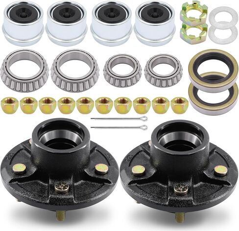 5 Lug Trailer Wheel Hub Kit,3500 LB-5 X 4.5 Trailer Axle Kit with(L68149 and L44649 Cone Bearings),Fits 1-1/16'' to 1-3/8" Trailer Axles 3500lb #84 Spindle for Rvs in Saudi Arabia