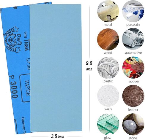 9x3.6 inch 18 Sheets Sandpaper, Wet or Dry 5000-15000 Grit 6 Assortment Sand Paper, Extra Fine Precision Abrasive Pads for Automotive Sanding, Wood Turing Finishing, Metal Furniture Polishing in Saudi Arabia