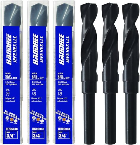 Reduced Shank Industrial Drill Bit, 5/8 Inch Silver and Deming Drill Bits, HSS Black Oxide Finish Drill Bits, 135-Degree Split Point, Zinc Alloy, Wood and Plastic in Saudi Arabia