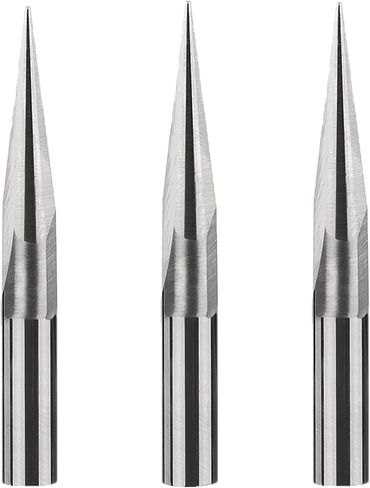 HUHAO 3PCS Carbide Engraving V Groove Cutting Bit 2 Flute Straig 6mm Shank 0.5mm Tip 15 Degree CNC Router Tool Blade for Steel Brass MDF Wood in Saudi Arabia