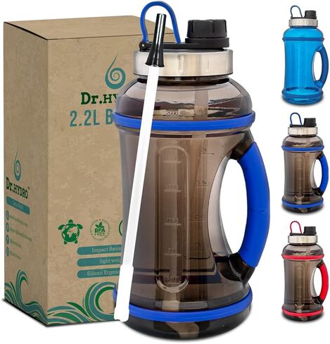 DR.HYDRO 64oz Half Gallon Water Bottle with Straw | Large Water Bottle - BPA Free Leakproof | Gym Water Bottle for Men | Daily Water Jug for Fitness and Outdoor Sports in Saudi Arabia