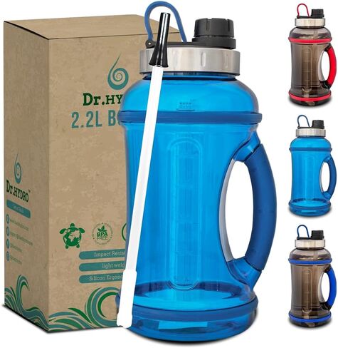 DR.HYDRO 64oz Half Gallon Water Bottle with Straw | Large Water Bottle - BPA Free Leakproof | Gym Water Bottle for Men | Daily Water Jug for Fitness and Outdoor Sports in Saudi Arabia