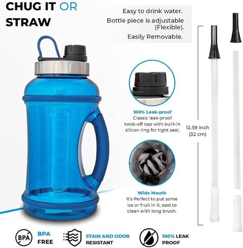 DR.HYDRO 64oz Half Gallon Water Bottle with Straw | Large Water Bottle - BPA Free Leakproof | Gym Water Bottle for Men | Daily Water Jug for Fitness and Outdoor Sports in Saudi Arabia