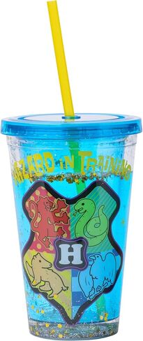 Silver Buffalo Harry Potter Chibi Crest Wizard in Training Plastic Snow Globe Cold Cup w/Lid and Straw, 14 Ounces in Saudi Arabia