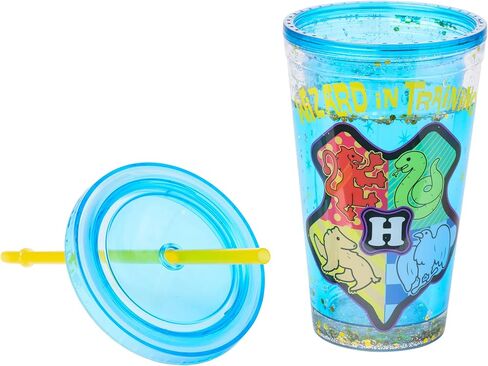 Silver Buffalo Harry Potter Chibi Crest Wizard in Training Plastic Snow Globe Cold Cup w/Lid and Straw, 14 Ounces in Saudi Arabia
