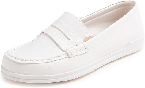 FEVERSOLE Comfort Women's Leather Daily Loafer Driving Flats Flexible Walking Boat Shoes in Kuwait