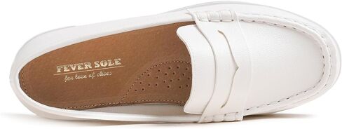 FEVERSOLE Comfort Women's Leather Daily Loafer Driving Flats Flexible Walking Boat Shoes in Kuwait