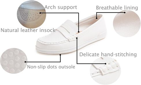 FEVERSOLE Comfort Women's Leather Daily Loafer Driving Flats Flexible Walking Boat Shoes in Kuwait