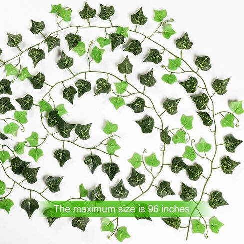 DearHouse 12 ضفيرة من نباتات أوراق اللبلاب الاصطناعية الكرمة المعلقة وأوراق الشجر المزيفة للمنزل والمطبخ وغرفة المكتب وديكور الحائط، 91 قدم in Kuwait