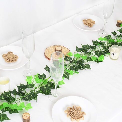 DearHouse 12 ضفيرة من نباتات أوراق اللبلاب الاصطناعية الكرمة المعلقة وأوراق الشجر المزيفة للمنزل والمطبخ وغرفة المكتب وديكور الحائط، 91 قدم in Kuwait