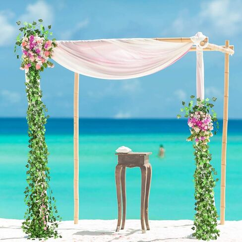 DearHouse 12 ضفيرة من نباتات أوراق اللبلاب الاصطناعية الكرمة المعلقة وأوراق الشجر المزيفة للمنزل والمطبخ وغرفة المكتب وديكور الحائط، 91 قدم in Kuwait