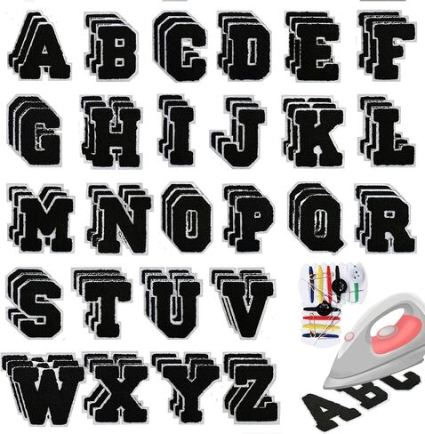 78 Pcs 2.7 Inch Chenille Letter Iron On Patches Sew On Chenille Varsity Letter Patches A-Z, Washable Fabric Letters for DIY Clothing Repairing Hats Shirts Shoes Jeans Bags(Red) in Saudi Arabia