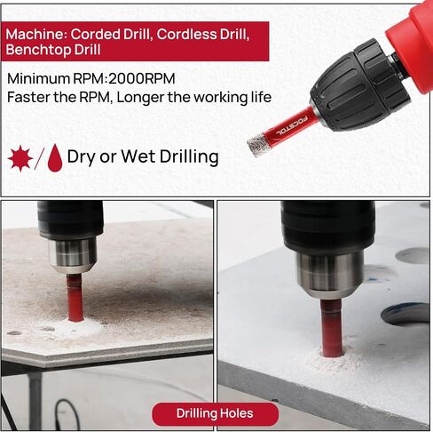 FOCSTOL Diamond Core Drill Bit - 2pcs 1''(25mm) Diamond Hole Saw with Triangle Shank for Porcelain Tile Ceramic Granite Marble Quartz in Kuwait