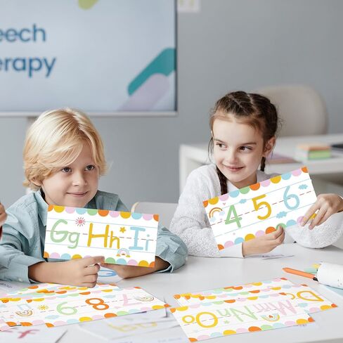 12 Pcs Alphabet Bulletin Board Set Rainbow ABC Number 0-9 Line Wall Decorations with 3 Sheets Adhesive Dots Classroom Alphabet Line for Preschool Kindergarten Classroom Decor in Saudi Arabia