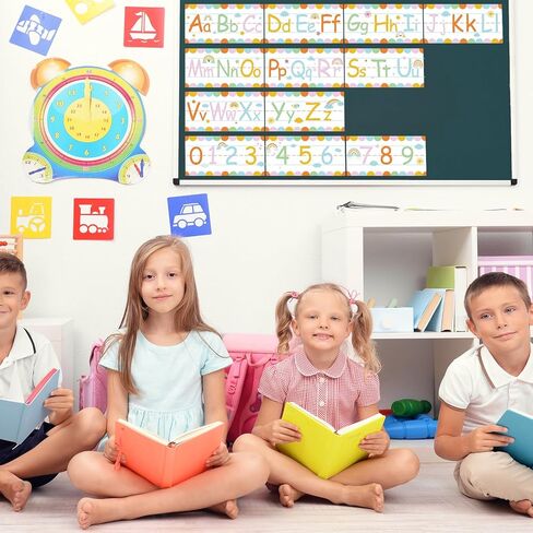 12 Pcs Alphabet Bulletin Board Set Rainbow ABC Number 0-9 Line Wall Decorations with 3 Sheets Adhesive Dots Classroom Alphabet Line for Preschool Kindergarten Classroom Decor in Saudi Arabia