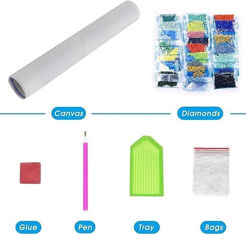مجموعات الرسم الفني الماسي 5D DIY، طقم فني ماسي العلم الأمريكي، مثقاب كامل دائري للحرف اليدوية هدية ديكور الحائط (18X12 بوصة/45X30 سم) in Saudi Arabia