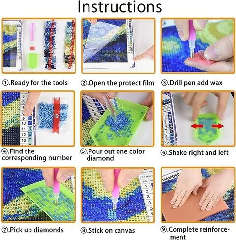 مجموعات الرسم الفني الماسي 5D DIY، طقم فني ماسي العلم الأمريكي، مثقاب كامل دائري للحرف اليدوية هدية ديكور الحائط (18X12 بوصة/45X30 سم) in Saudi Arabia