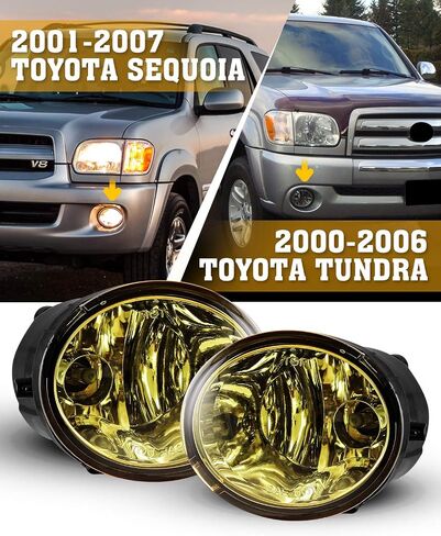 مصابيح الضباب لسيارة Toyota Tundra 2000-2006 (ليست لنماذج المصد الأمامي الفولاذي) 2001-2007 سيكويا مع لمبات 9006 12V 51W استبدال مصابيح القيادة متضمنة طقم أسلاك ومفتاح - زوج واحد (عدسة دخان) in Kuwait