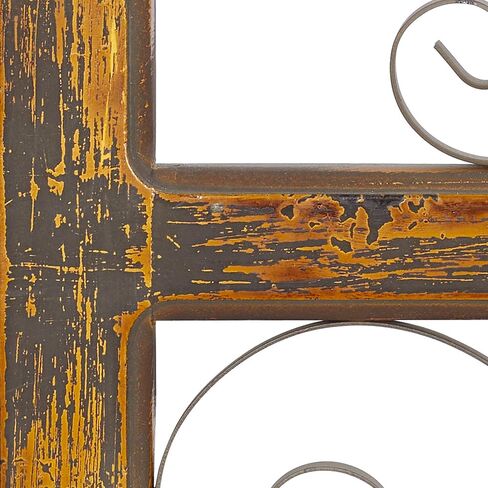 Deco 79 Wood Scroll Home Wall Decor Window Inspired Wall Sculpture with Metal Scrollwork Relief, Wall Art 14" x 1" x 36", Brown in Saudi Arabia