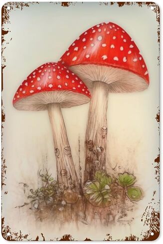 Vintage Mushrooms Metal Tin Sign Funny Mushroom Tin Sign Do What Makes You Happy Black Cat Signs Wall Decor Mushroom Kitchen Decor Poster Hotel Office Bedroom Living Room Cafes Wall Decor 8x12 Inch in Saudi Arabia