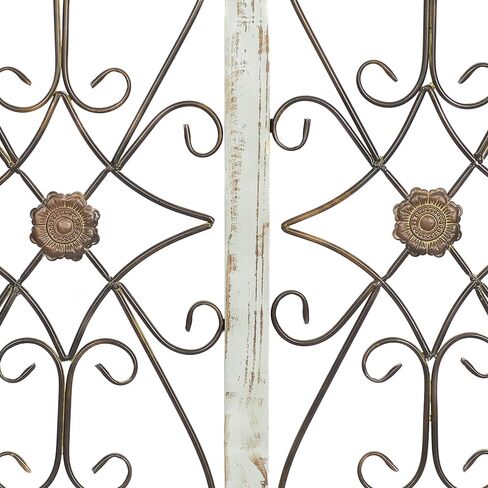Deco 79 Wood Scroll Home Wall Decor Arched Window Inspired Wall Sculpture with Metal Scrollwork Relief, Wall Art 28" x 1" x 45", Light Blue in Saudi Arabia