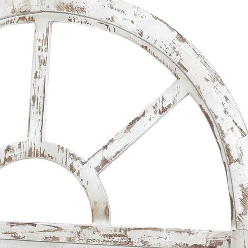 Deco 79 Wood Scroll Home Wall Decor Arched Window Inspired Wall Sculpture with Metal Scrollwork Relief, Wall Art 28" x 1" x 45", Light Blue in Saudi Arabia