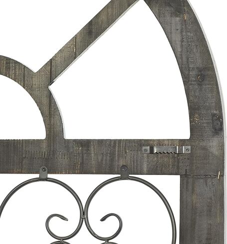 Deco 79 Wood Scroll Home Wall Decor Arched Window Inspired Wall Sculpture with Metal Scrollwork Relief, Wall Art 28" x 1" x 45", Light Blue in Saudi Arabia