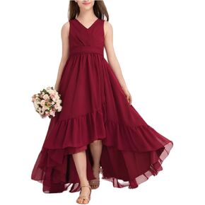Kismissal Junior Bridesmaid Dress Long Wedding Flower Girl Dress for Teen Party Pageant Gowns Chiffon in Kuwait