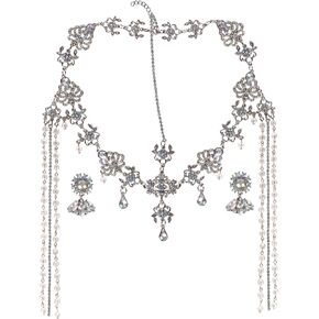 CROWN GUIDE Bridal Headband and Earrings Crystal Jewelry Set Wedding Headpiece for Women Brides Tiara Rhinestone Hair Accessories
