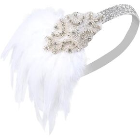 LOWOSAIWOR 1920s Gatsby Headpiece Black Flapper Headband for Women 20s headband for Gatsby Party
