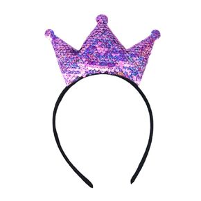 Crown Headband Laser Glitter Hair Band Crown Sequin Hair Accessories Girls Women Birthday Party(Khaki)