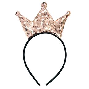 Crown Headband Laser Glitter Hair Band Crown Sequin Hair Accessories Girls Women Birthday Party(Khaki)