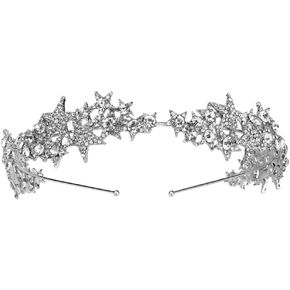 Beaupretty Rhinestone Hair Band Crystal Star Hair Hoop Bridal Crown Headband Wedding Tiara Headband Bridal Hair Accessories for Women Girls Brides