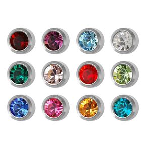12 Pairs Studex Birthstones Large 5mm Stainless Steel Bezel Setting Ear Piercing Stud Earrings