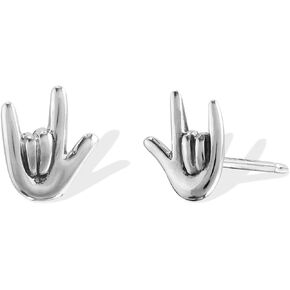 Boma Jewelry Sterling Silver Rock On Hand Horn Stud Earrings