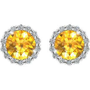 Birthstone Earring Gift for Women 14k Gold Bright Sparkle Round Gemstone Stud Earrings Solid High Shine Beautiful Modern Fine Jewelry Accessory Push Back No Slip Jewelry