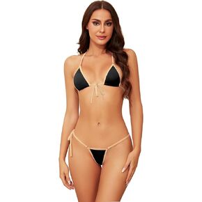 Dadress Micro Bikini Sets Extreme Sexy Halter Swimsuit Tie Side G-String Cheeky Thongs Swimwear 2 Pcs Mini Bikinis for Women in Kuwait