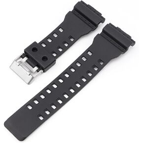 16mm Rubber Watch Band Stainless Steel Buckle Replacement Casio Mens G-Shock GD-100/GD-110/GD120/GA-100/GA-110/GW-8900
