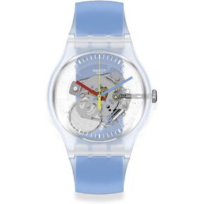 Swatch CLEARLY BLUE STRIPED Unisex Watch (Model: SUOK156)