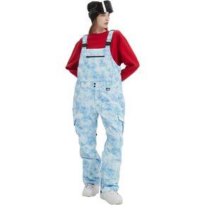 Women and Mens Snow Bibs Adjustable Overalls Pants Windproof Waterproof Ski Pants Insulated Warm Pants