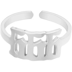 Stainless Steel Angel Number Ring 666 222 333 444 777 888 111 555 999 Numerology Ring for Women Girls Adjustable