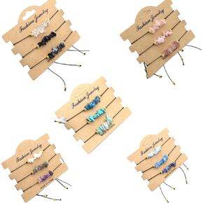 15 Pcs Natural Stone Bracelets Irregular Crystal Agate Chip Stone Elastic Cord for Jewelry Gift