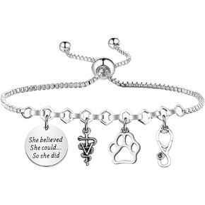 PLITI Veterinarian Gift Vet Tech Appreciation Gift She Believed She Could So She Did Veterinary Student Graduation Bangle in Kuwait